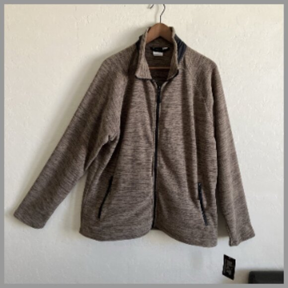 NEW MT Mountaineering Jacket Mens L Brown Fleece Full Zip Pockets Outdoor Hiking - Picture 1 of 12